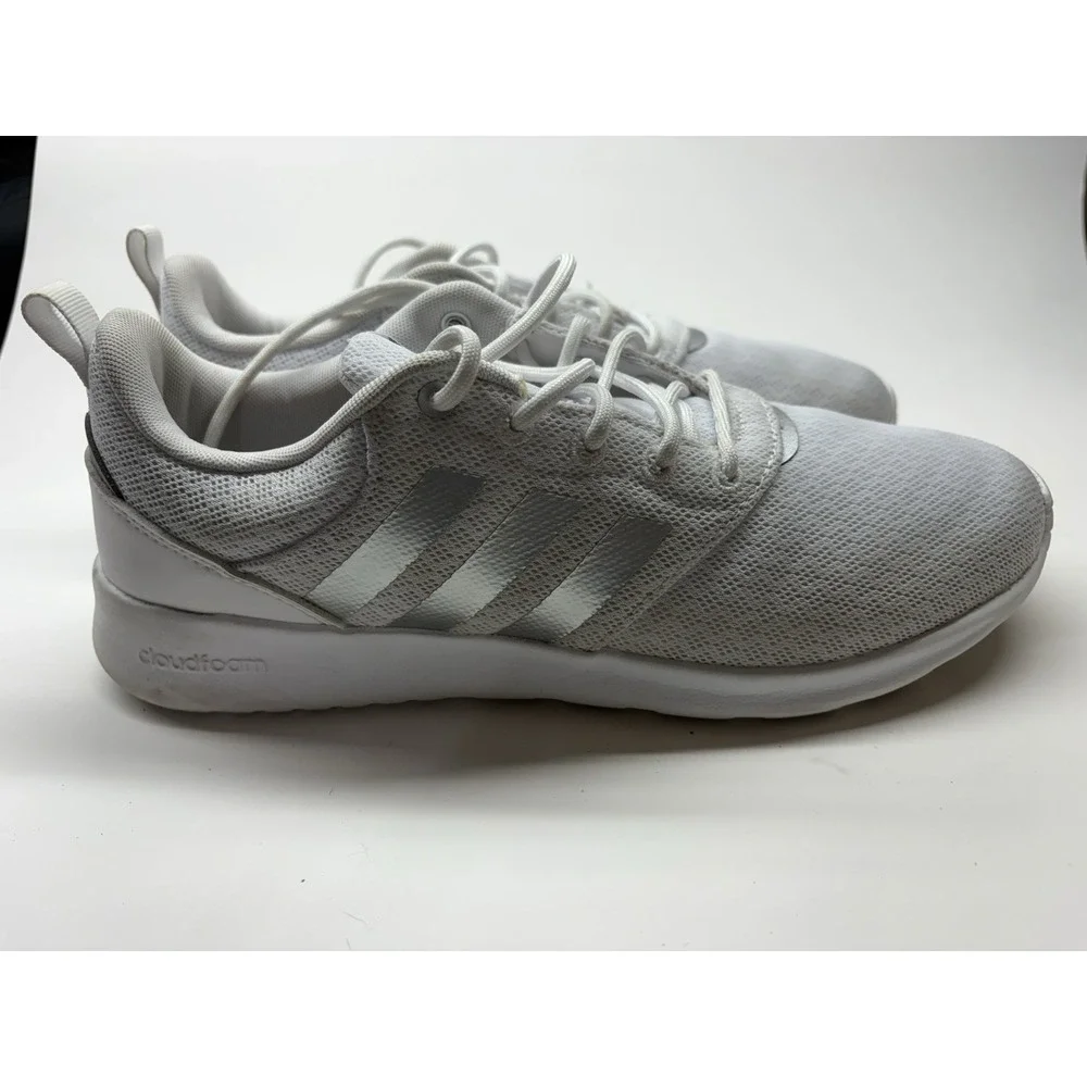 Adidas Cloud foam QT Racer 2.0 White Silver Metallic Women's 9 FY8313 Sporty